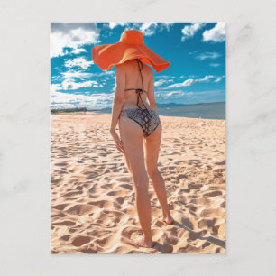 Summer Time Beach Babe Foto Postkarte