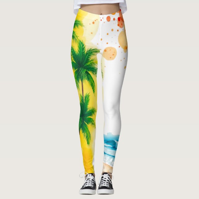 “Summer Time” beach design Leggings (Vorderseite)