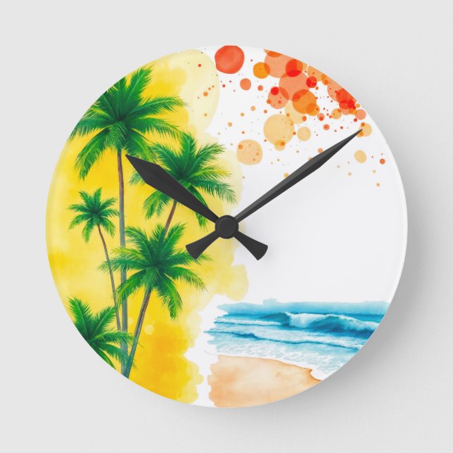 “Summer Time” beach design Runde Wanduhr (Vorderseite)