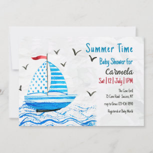 Summer Time Sailboat Kinderdusche Einladung