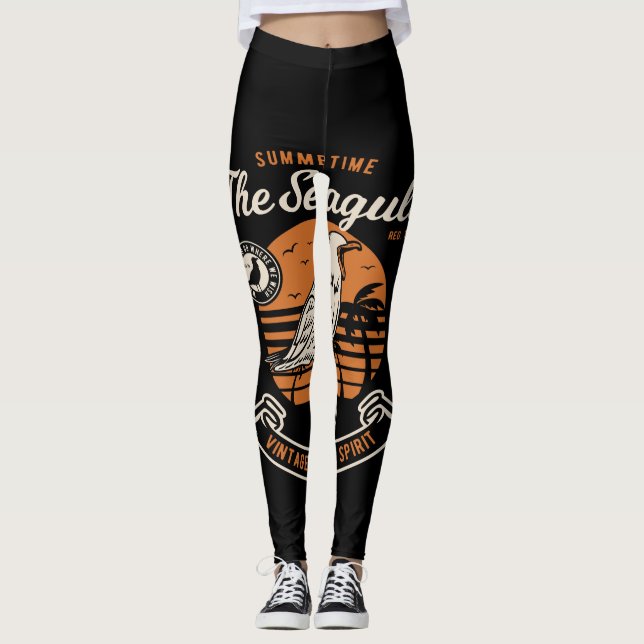 summer time the seagull  vintage sailing spirit leggings (Vorderseite)