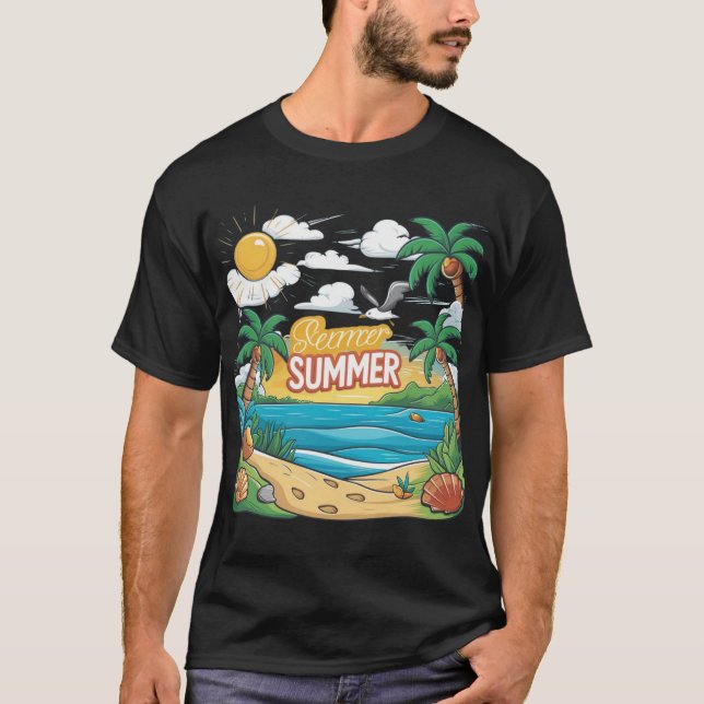 Summer to Shirt Design, Beach T - Shirt Design. (Vorderseite)