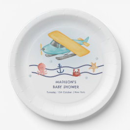 Summer Travel Adventure Sea Airplane Baby Shower Pappteller