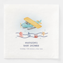 Summer Travel Adventure Sea Airplane Baby Shower Serviette