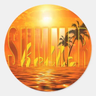 Summer Travel Exotic Palmen Sonne Runder Aufkleber