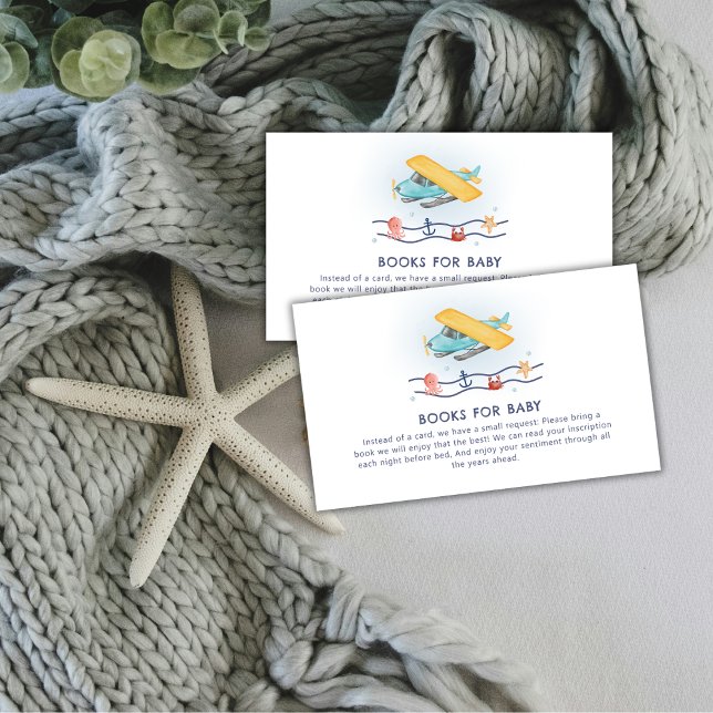 Summer Travel Sea Airplane Books For Baby Shower Begleitkarte (Summer Travel Sea Airplane Books For Baby Shower Enclosure Card)