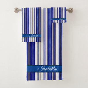 Summer trendy Navy Blue Boat Stripes Collection Badhandtuch Set