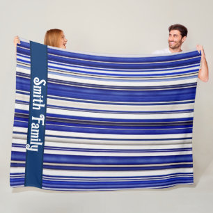Summer trendy Navy Blue Boat Stripes Collection Fleecedecke