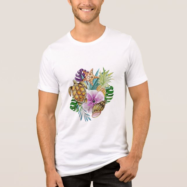 Summer Tropical Beach Collage Tri-Blend Shirt (Vorderseite)