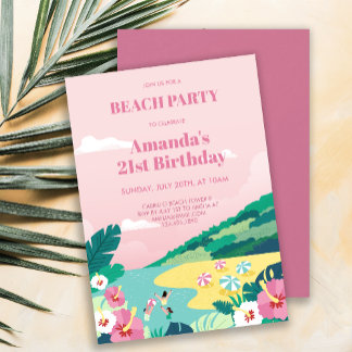 Summer Tropical Beach Party Erwachsene Geburtstag Einladung