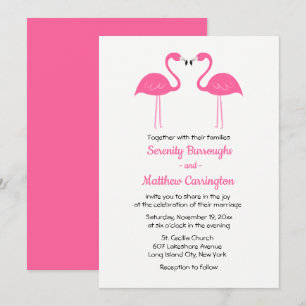 Summer Tropical Beach Pink Flamingo Wedding Einladung