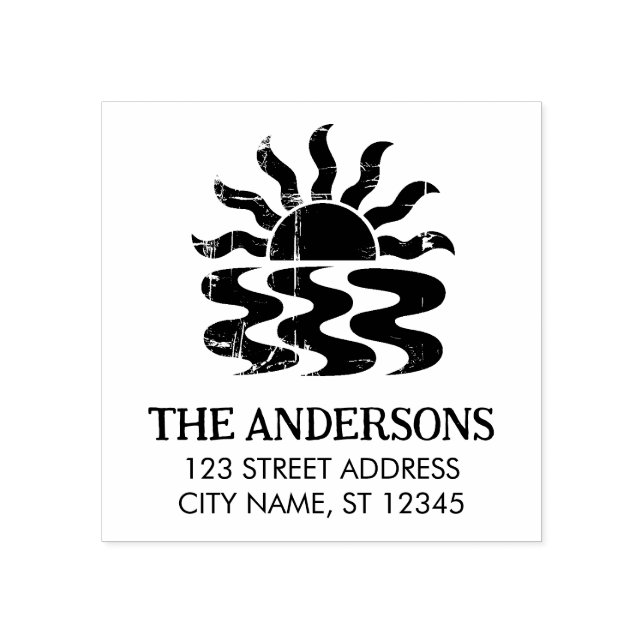 Summer Tropical Beach Sunset Custom Return Addres Gummistempel (Prägung)