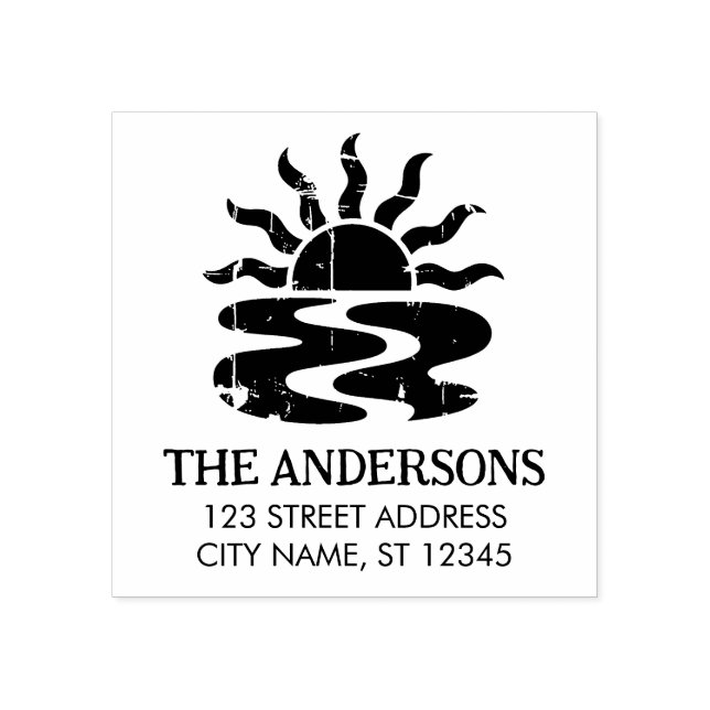 Summer Tropical Beach Sunset Custom Return Addres Gummistempel (Prägung)