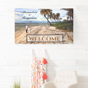 Summer Tropical Beach Wedding Wasserfarbe Custom Banner
