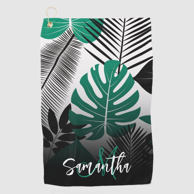 Summer Tropical Blätter Golfhandtuch (Vorderseite)