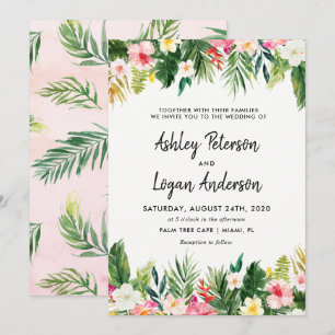 Summer Tropical Blätter Hochzeitskarte Einladung