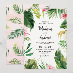 Summer Tropical Blätter Hochzeitskarte Einladung