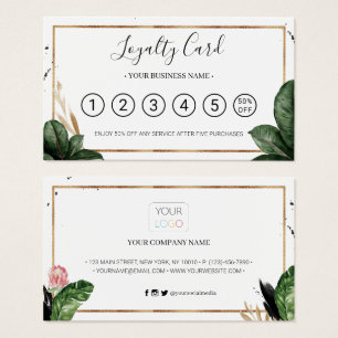 Summer Tropical Blätter Loyalty Punch Card