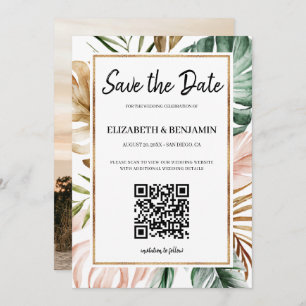 Summer Tropical Blätter QR Code Foto Save the Date