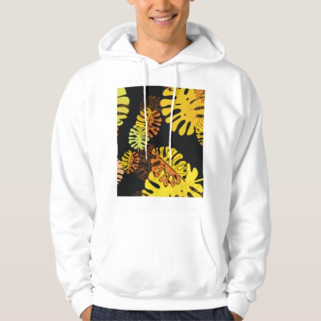 Summer Tropical Blätter Vintages Design Hoodie (Vorderseite)