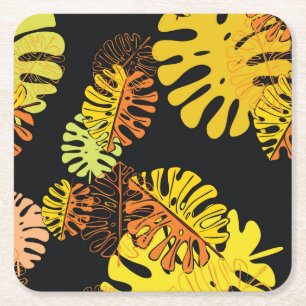 Summer Tropical Blätter Vintages Design Rechteckiger Pappuntersetzer