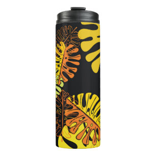 Summer Tropical Blätter Vintages Design Thermosbecher
