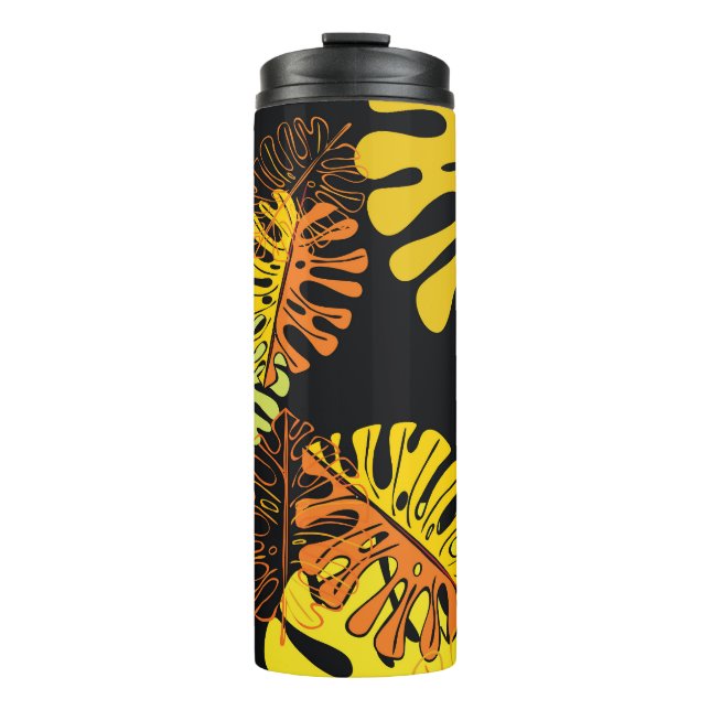 Summer Tropical Blätter Vintages Design Thermosbecher (Vorderseite)