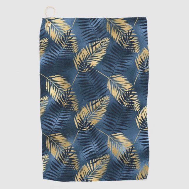Summer Tropical Blue Palm Blätter Muster Golfhandtuch (Vorderseite)