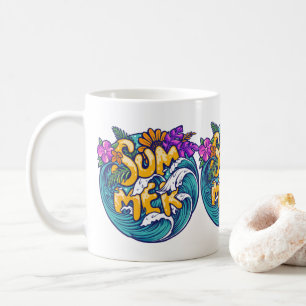 Summer Tropical Blume Beach Ocean Waves Kaffeetasse