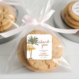 Summer Tropical Brautparty Vielen Dank Quadratischer Aufkleber