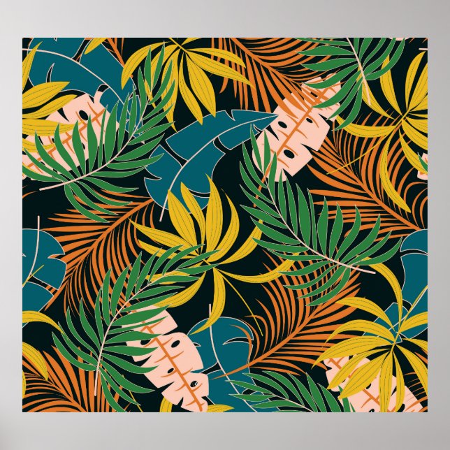 Summer Tropical Bright Pflanze Muster Poster (Vorne)