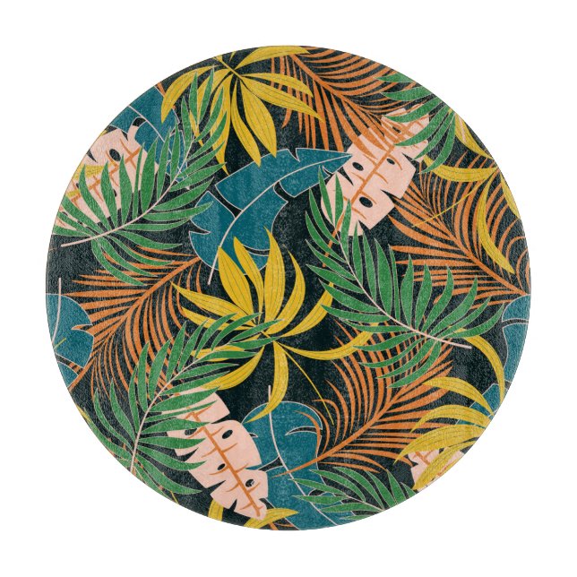 Summer Tropical Bright Pflanze Muster Schneidebrett (Vorderseite)