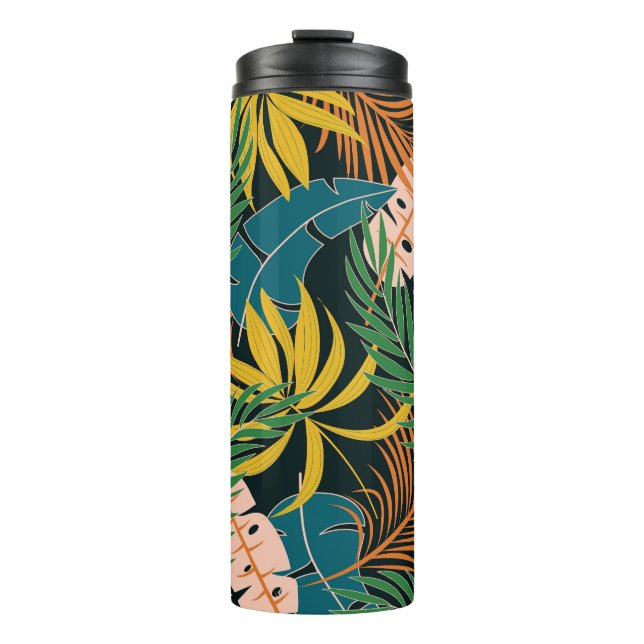 Summer Tropical Bright Pflanze Muster Thermosbecher (Vorderseite)