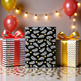 Summer tropical Flamingo Black Gold Set von 3 Geschenkpapier Set