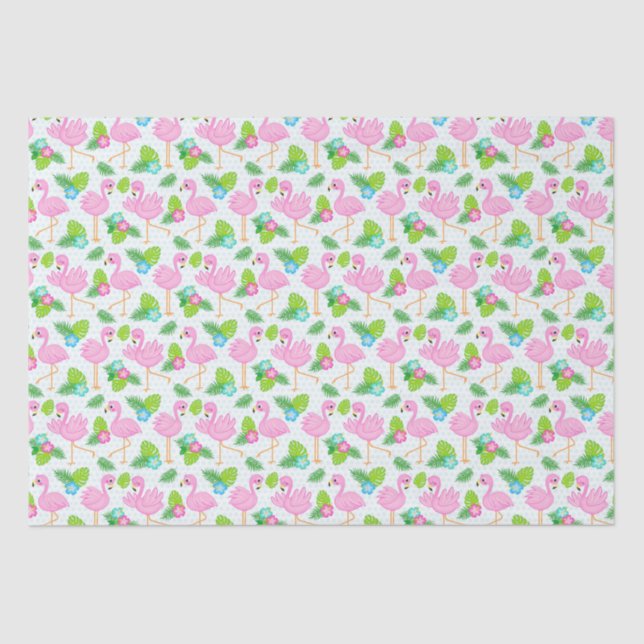 Summer Tropical Flamingo und Blumenmuster Seidenpapier (Vorderseite)