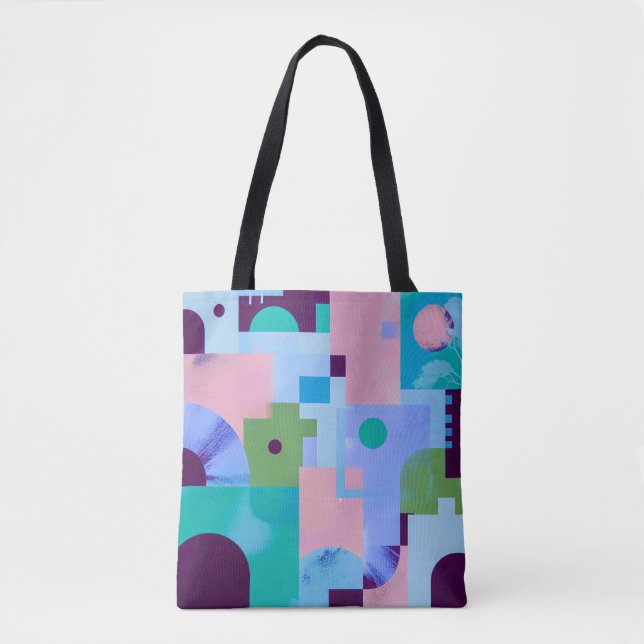 Summer Tropical Floral Tote Bag – Cute Blue Pink B (Vorderseite)
