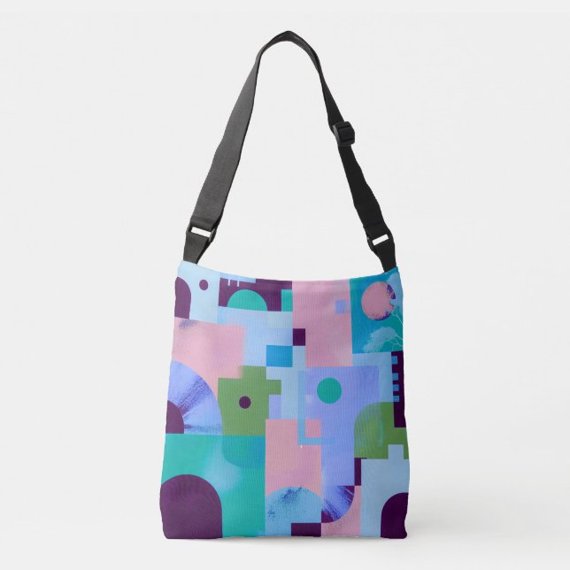 Summer Tropical Floral Tote Bag – Cute Blue Pink B Tragetaschen Mit Langen Trägern (Vorderseite)