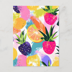 Summer Tropical Fruit Fiesta Feiertagspostkarte