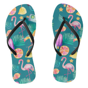 Summer Tropical Fun Aquamarines Muster Flip Flops