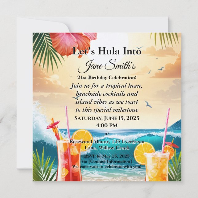 Summer Tropical Luau Beach Party 21. Geburtstag (Vorderseite)