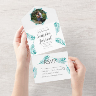 Summer Tropical Palm Foto Hochzeit All In One Einladung