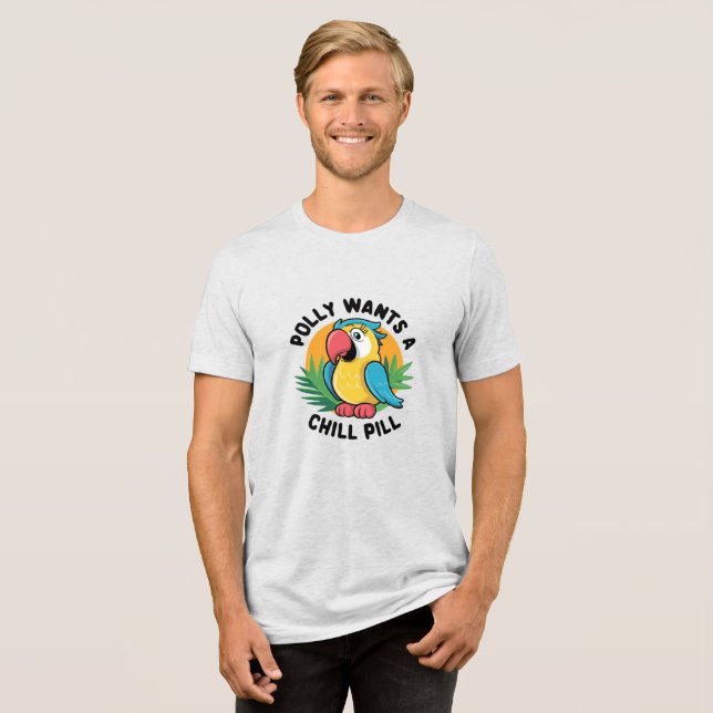 Summer Tropical Parrot Design Tri-Blend Shirt (Vorderseite voll)