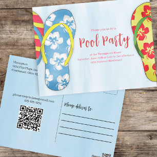 Summer Tropical trendy Pool Party Whimsical Postkarte