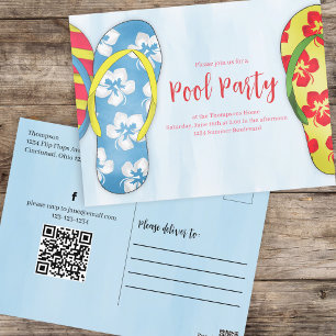 Summer Tropical trendy Watercolor Pool Party Postkarte