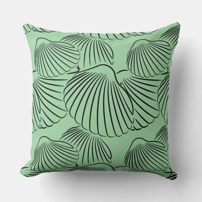 Summer Turquoise Green & Black Seashell Throw Kiss Kissen (Vorderseite)