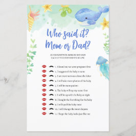 Summer under Sea Baby Shower Game