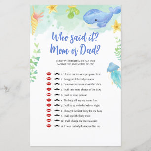 Summer under Sea Baby Shower Game