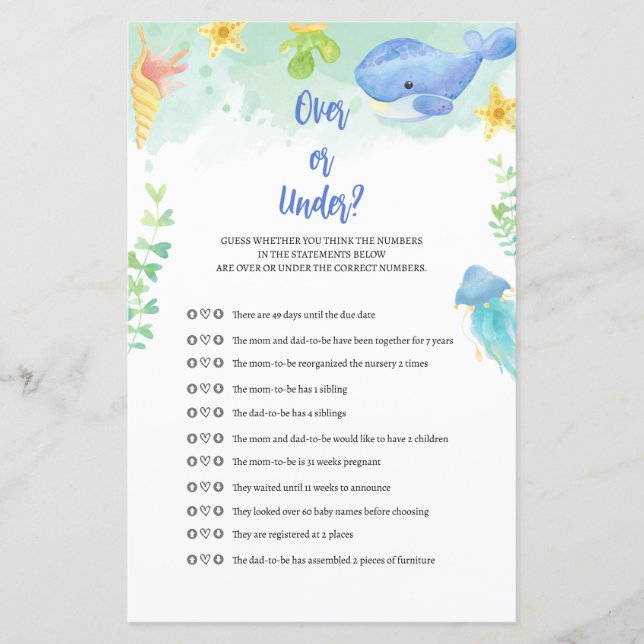 Summer under Sea Baby Shower Game (Vorderseite)