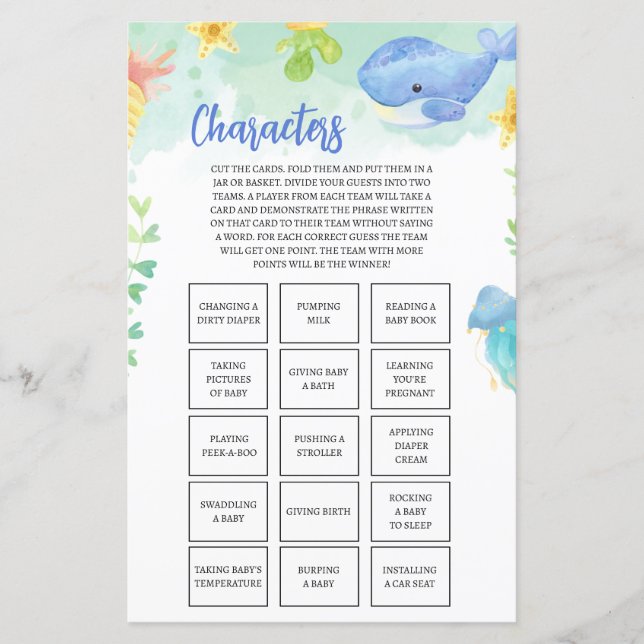 Summer under the Sea Baby Shower Game Characters (Vorderseite)
