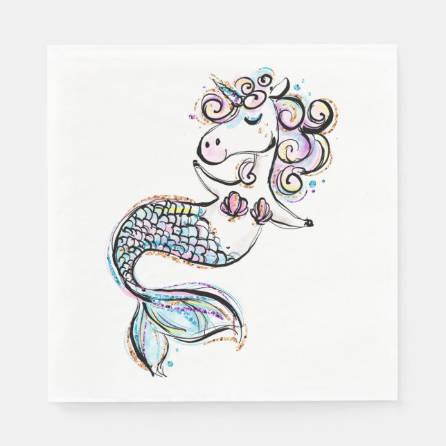 Summer Unicorn Mermaid Serviette (Vorderseite)